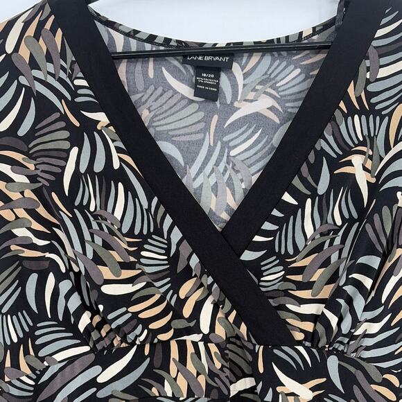 Lane Bryant Babydoll Too Sz 18/20 Y2K Boho Tropical Retro Coastal Stretch 70s - Picture 8 of 8